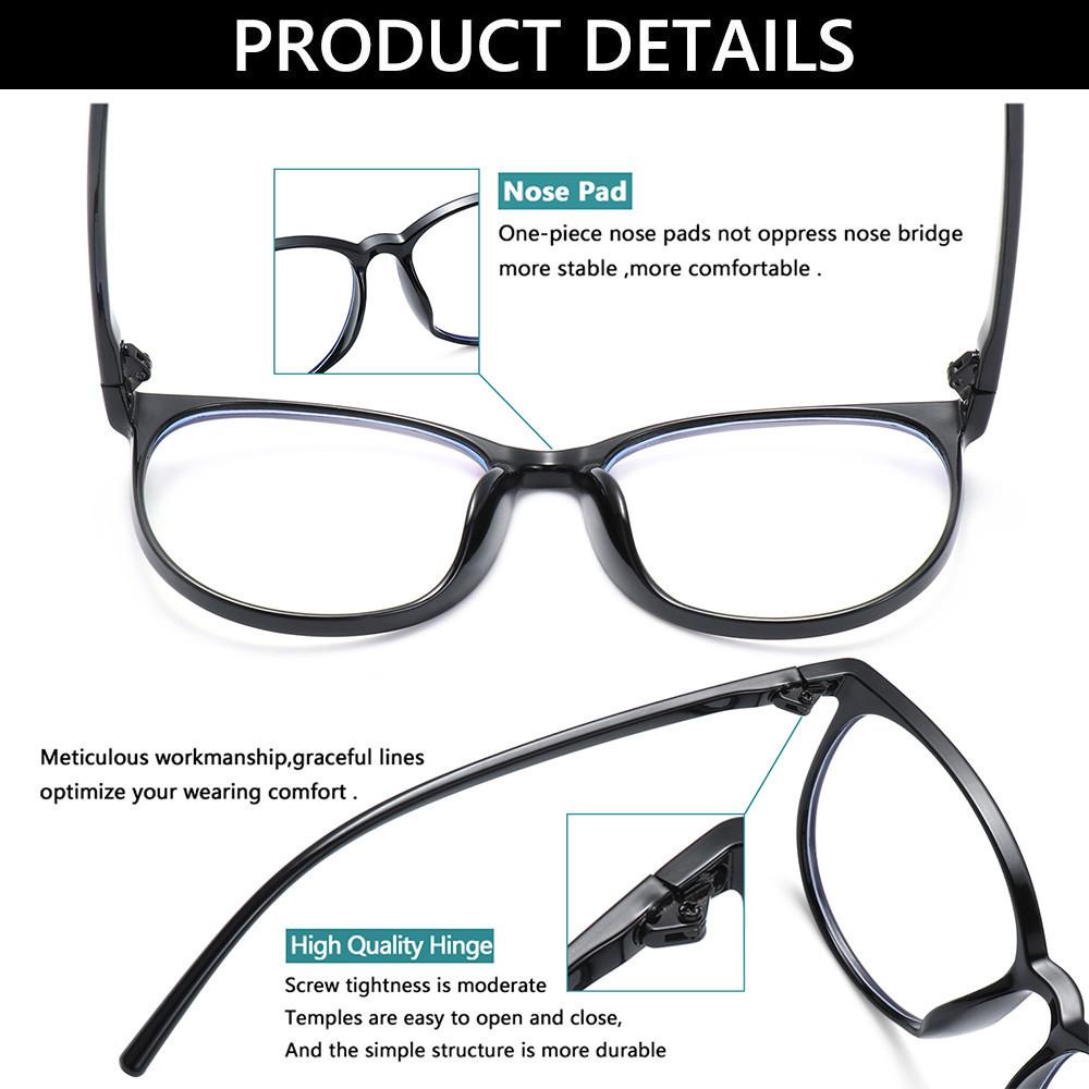 Populer Blue Light Blocking Glasses Bingkai Bulat Dengan Case Anti Eyestrain Eyewear Anti Blue Light Glasses