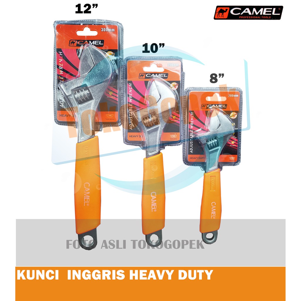 CAMEL HEAVY DUTY ADJUSTABLE WRENCH - KUNCI INGGRIS CHROME 8&quot; 10&quot; 12&quot;