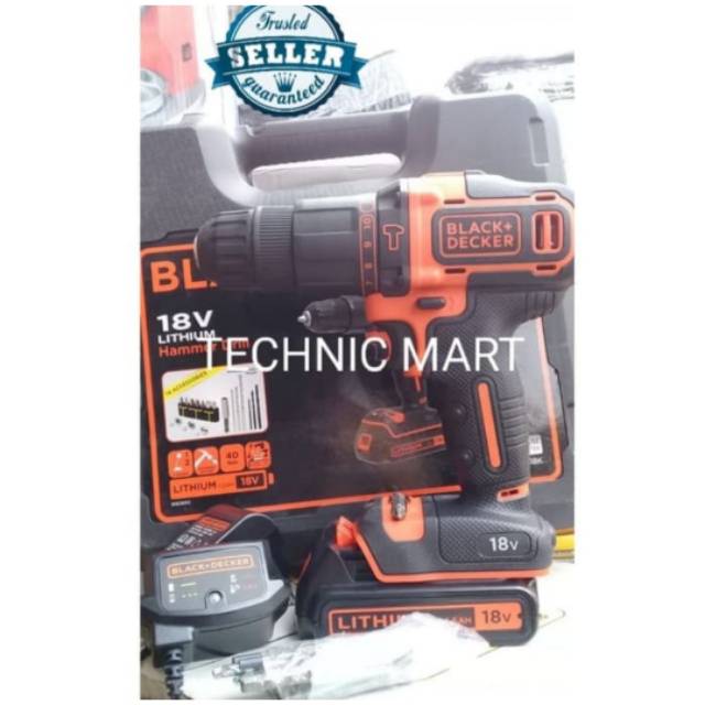 Bor Baterai Tembok Beton Black Decker BDCHD18K Cordless 18V Li Ion