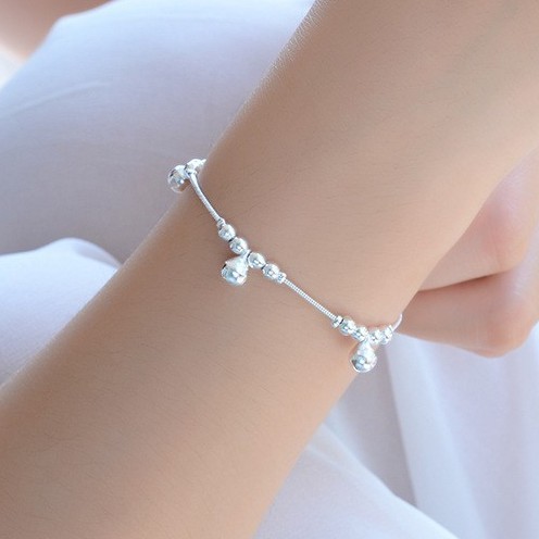 S925 Silver Heart Pendant Chain Bracelet Ladies Flower Bracelet