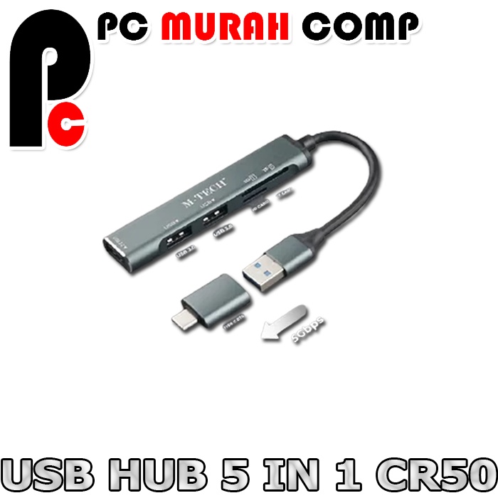 USB HUB 3.0 3PORT + OTG TYPE C CR50 5IN1