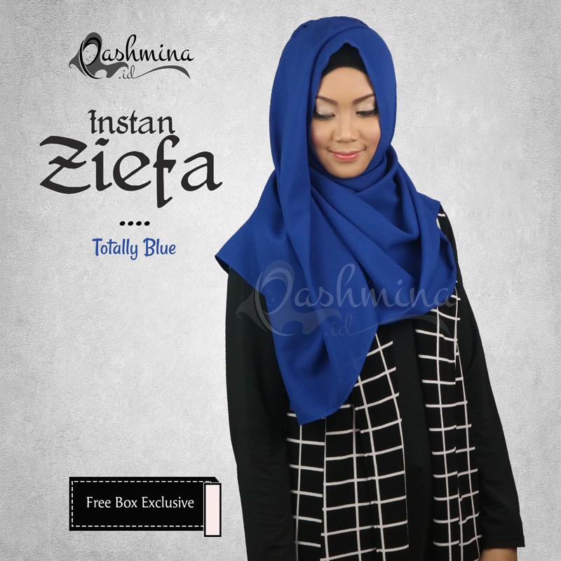 Jilbab Pashmina Instan Terbaru Ziefa Totally Blue Shopee Indonesia