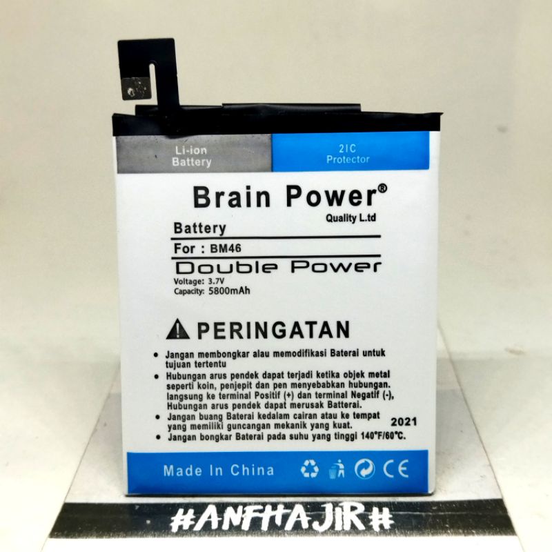 BATRE BATREI BATERAI BATTERY XIAOMI MI REDMI NOTE 3 NOTE3 BM46 BM 46 BM-46 BRAIN DOUBLE POWER (5800 