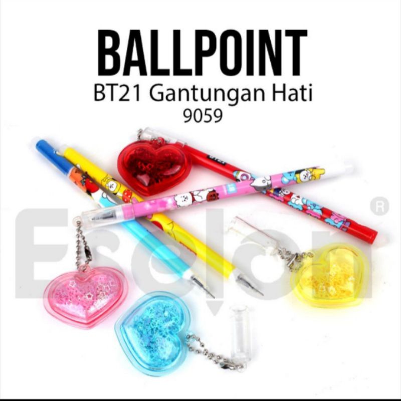 

pulpen gel bt21 gantungan hati love