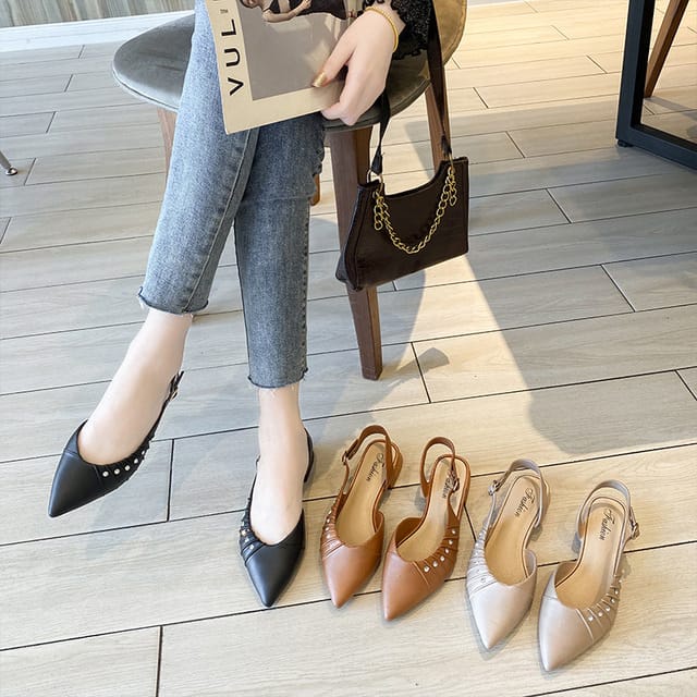 Gobra ♕ SA013 Sandal Wanita Lancip Tali Belakang Kasual Santai Jalan Jalan Import Murah