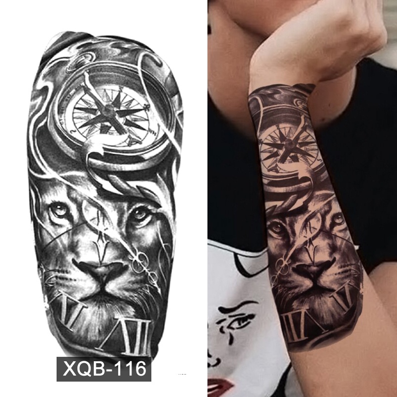 【BTI】tattoo sticker waterproof For Men Women Tiger Wolf Death Skull tato palsu Tato Hewan