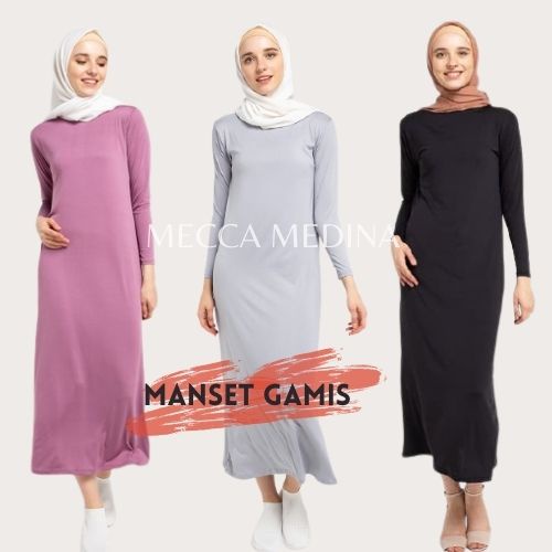 Manset Gamis Adem Lengan Panjang / Mangset Polos Wanita Inner Dress