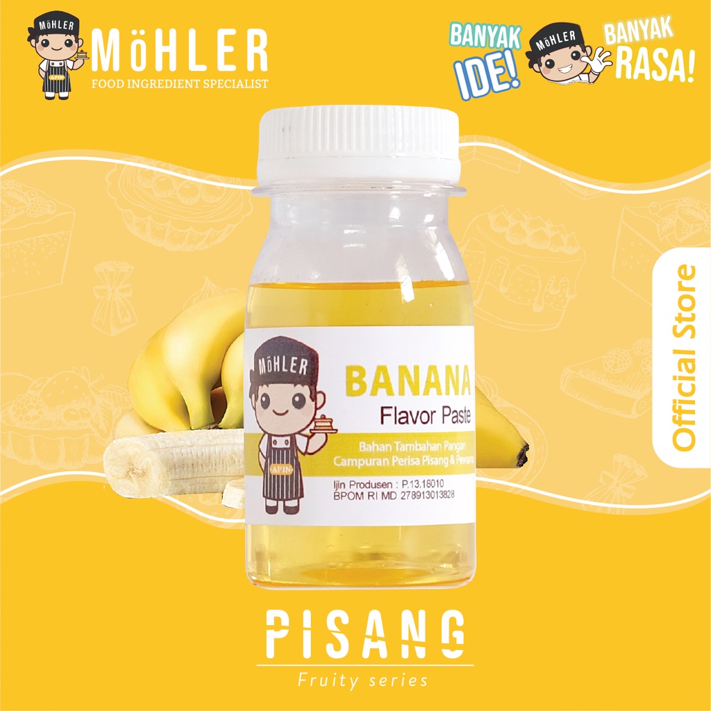 MOHLER Pasta perisa pewarna PISANG / BANANA (KLIK KOMBO HEMAT UNTUK BELI 1 GRATIS 1)