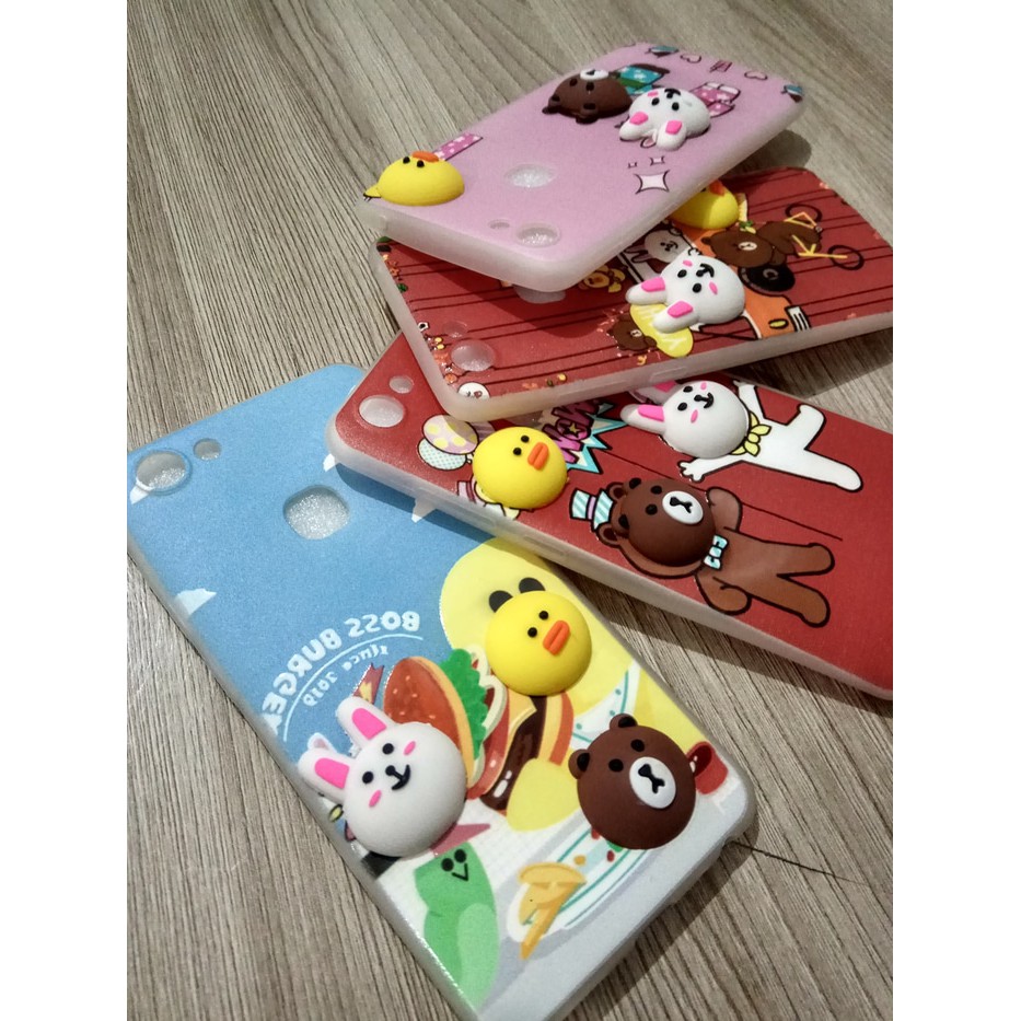 CASE LINE BEAR 3D VIVO V7 CASE MOTIF LINE BROWN 3D VIVO V7CASE V7