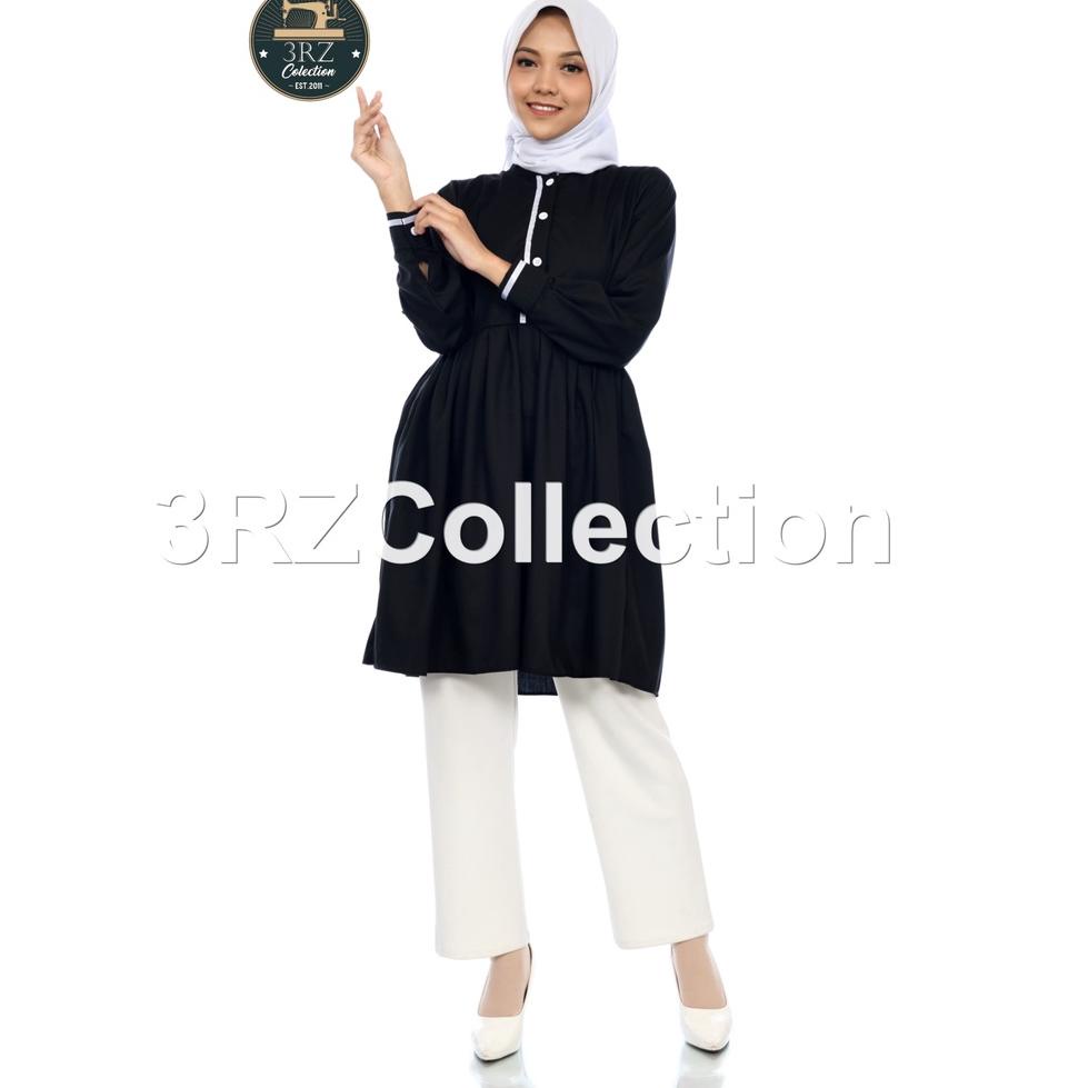 "SA. 172766" Tunik Putih Wanita Baju Tunik Putih Lis Hitam Pns Seragam Putih Pns Wanita Baju Putih T