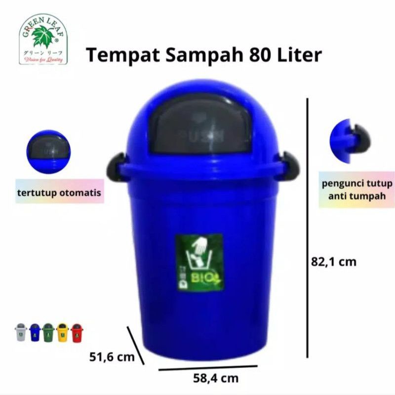 Tempat Sampah Goyang 80 Liter Bio Green Leaf