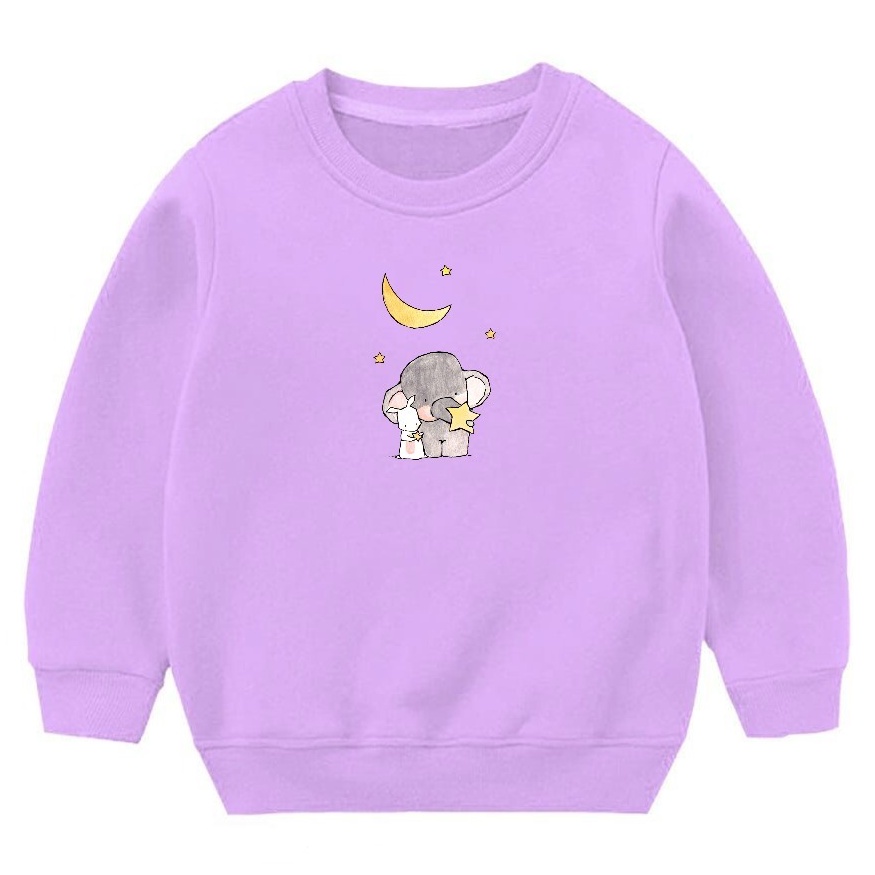 Crewneck Anak Balita Motif Stars Rabbit Elephant Bahan Pleece Ala Korean Style