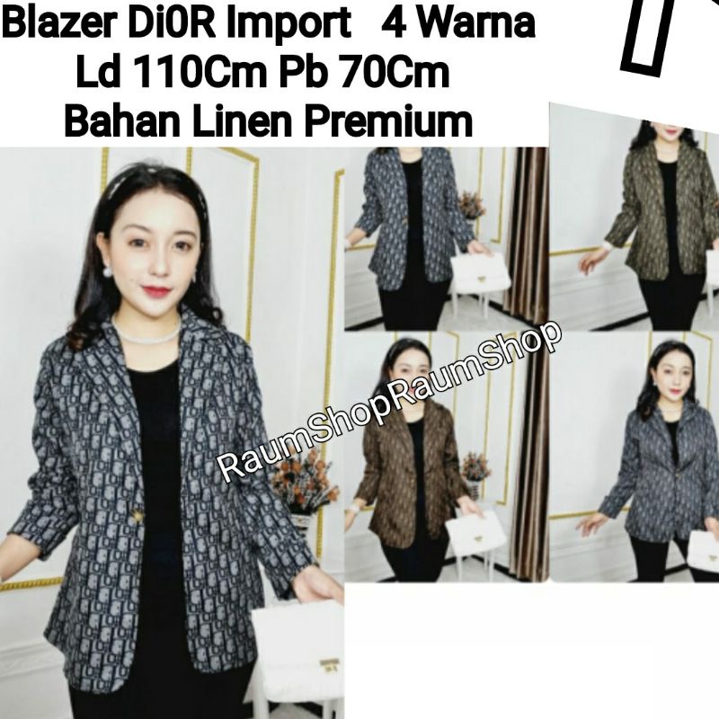 Blazer Wanita Christi@n*Dio*r Import Ld 110Cm Drama Korea Bahan Linen Premium Lengan Panjang/Baju Ja