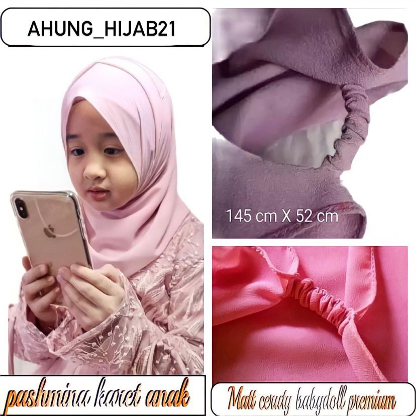HIJAB KERUDUNG JILBAB PASHMINA ANAK KARET CERUTY TERBARU TERPOPULER