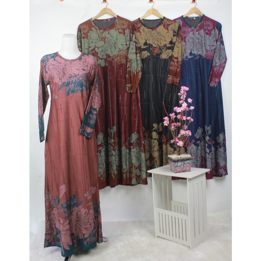 GAMIS KATUN TWILL ORI PRISMA KOREA MOTIF ABSTRAK adem melar jumbo dress wanita baju muslim muslimah homedress