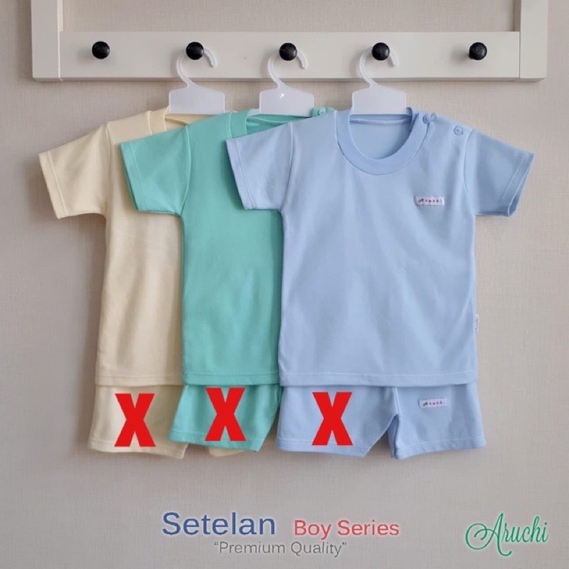 Aruchi POLOS NB S M L XL XXL (3pcs) Baju Pendek Kancing Depan / Oblong Bayi Anak