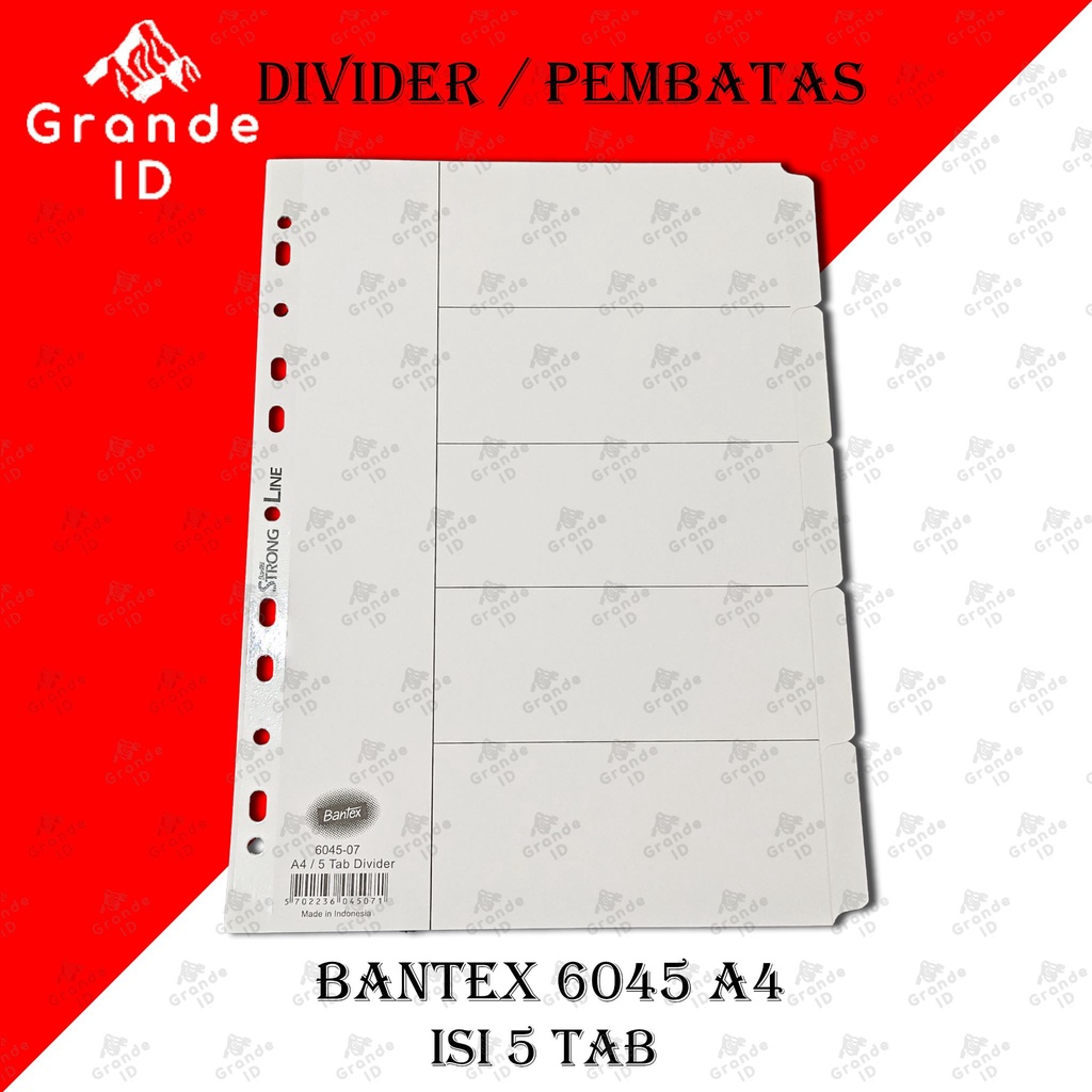 

DIVIDER BANTEX 6045 A4 ISI 5 TAB INDEX PEMBATAS FILE