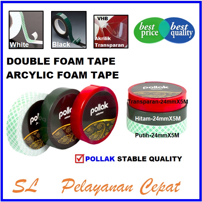 

Terlaris Double Tape Busa 24Mm X 5M Double Tape Foam Pollak Kualitas Setara 3M Berkualitas