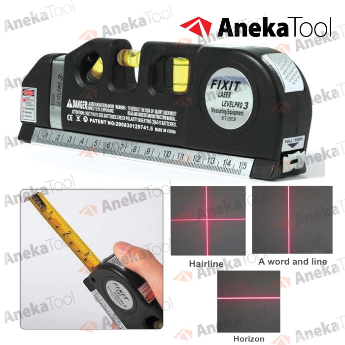 Fixit Level Pro3 / Levelpro3 Penggaris Kombinasi Waterpass Meteran Laser