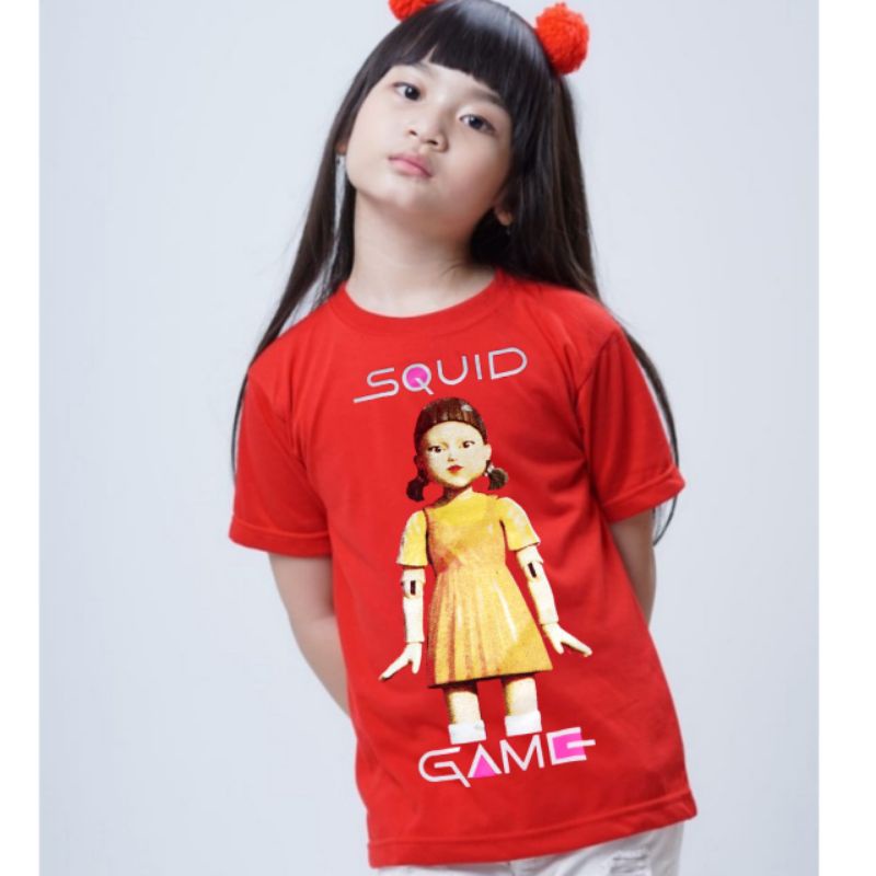 KAOS ANAK PEREMPUAN TERBARU MOTIF SQUID GAME/KAOS ANAK ANAK TERBARU/ATASAN ANAK TERBARU/KAOS SQUID GAME
