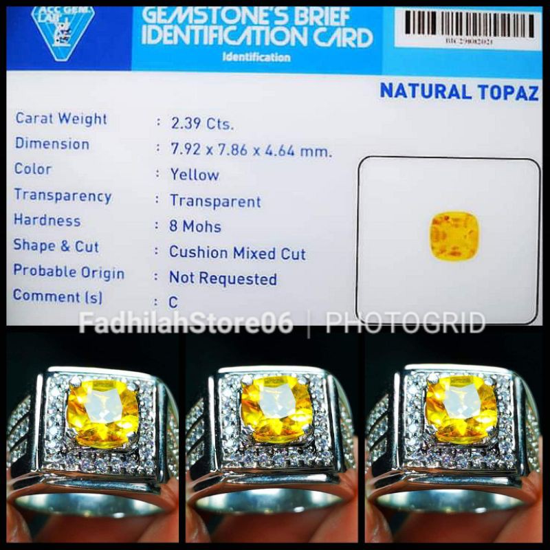 NATURAL YELLOW TOPAZ CUSHION MIXED CUTTING TOP LUSTER + MEMO LAB