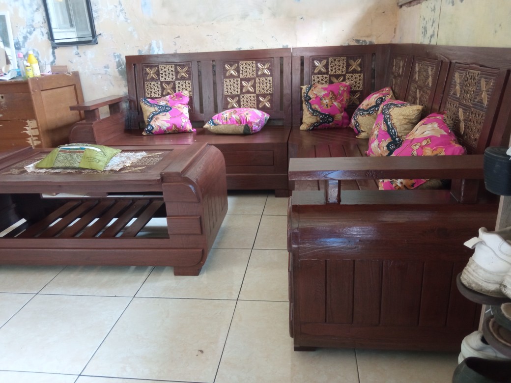 Kursi Sudut Jati Kursi Tamu Jati Kursi Pojok L Kursi Sudut Kayu Minimalis