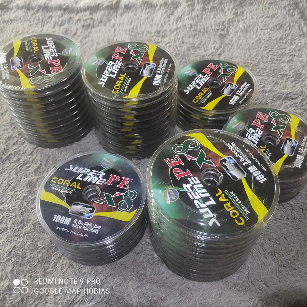 Senar Pancing super line 8x PE orca Coral 0.12. 0.14. 0.16. 0.18. 0.20. 0.23. 0.26. 0.30. 0.36mm