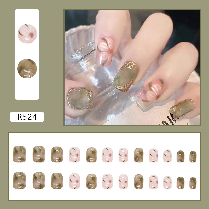 R521-r540 24pcs / Kotak Kuku Palsu Full Cover Untuk Nail Art