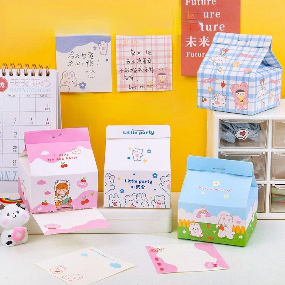 Lanfy Milk Carton Memo Pad Kawaii Bear Kantor Sekolah Rabbit To Do List Pesan Notes