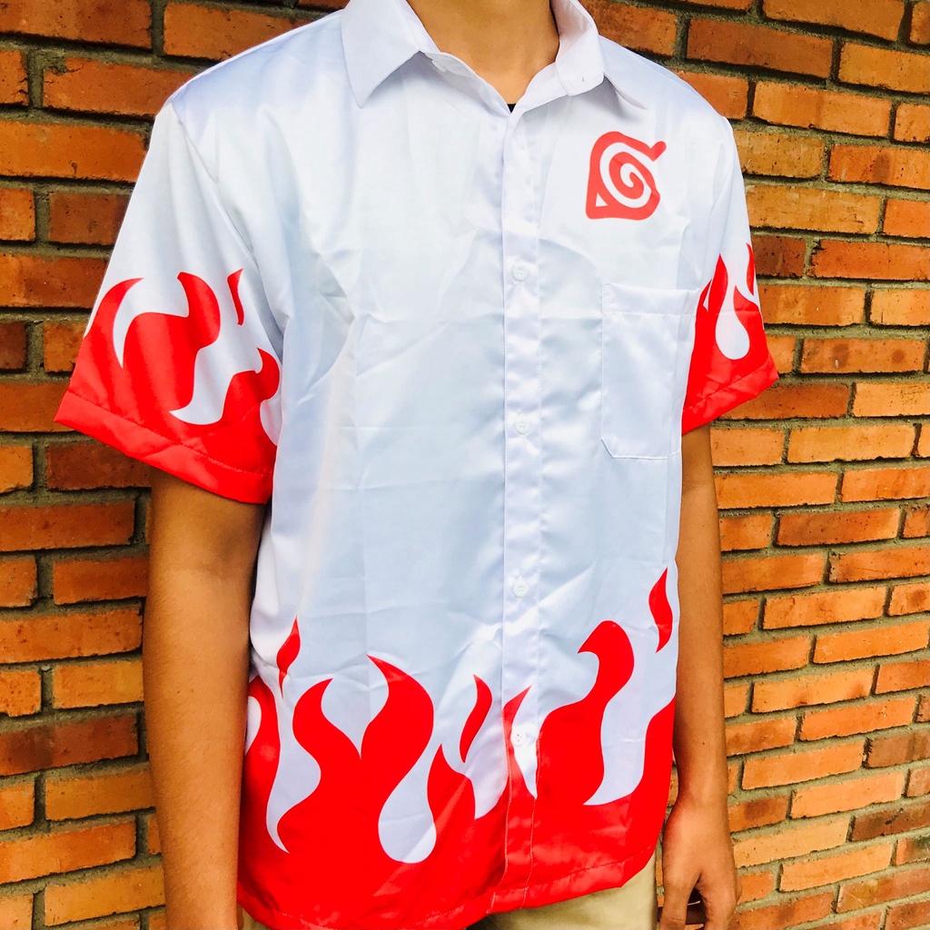 Kemeja Yondaime Fire White Anime Manga Naruto Premium Unisex