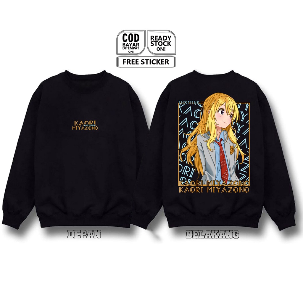 SWEATER KAORI MIYAZONO SHIGATSU WA KIMI NO USO WAIFU ANIME MANGA KOUSEI ARIMA HIKARU NARA TSUBAKI SAWABE RYOTA WATARI HIROKO SETO SAKI YOSHIYUKI RYOUKO MIYAZONO WIBU OTAKU BAJU JEPANG JAPAN CULTURE - SIGN CLOTH