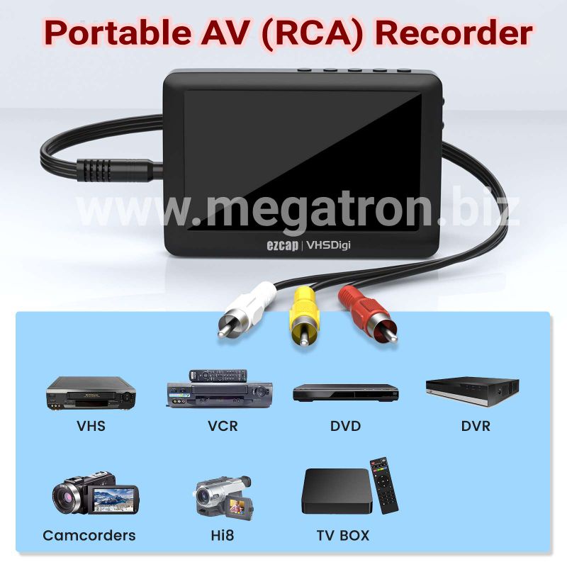 Portable AV (RCA) Recorder - LCD 4.3 inch - Rekam ke USB atau Micro-SD