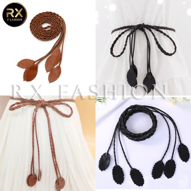 Ikat Pinggang Wanita Korea Kepang Tali Daun Casual