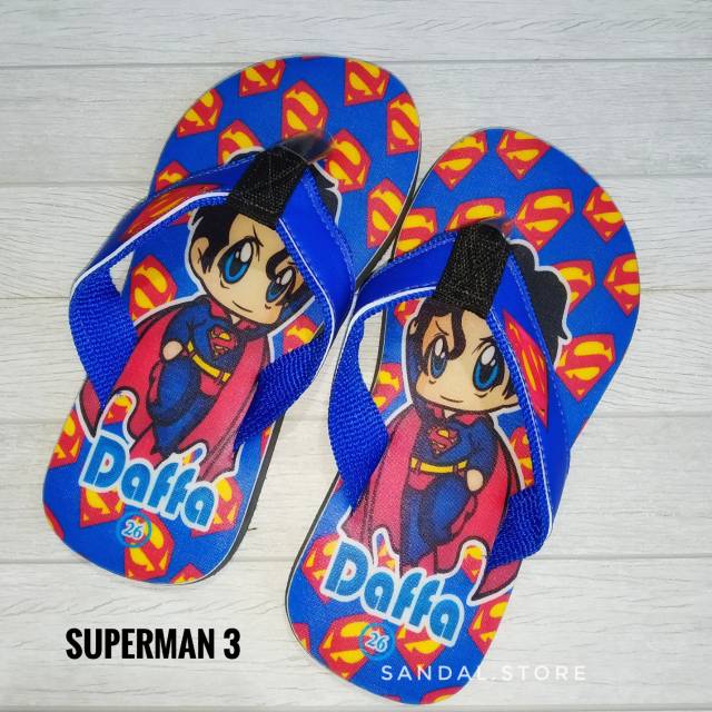 SANDAL CUATOM NAMA KARAKTER SUPERMAN ANAK/DEWASA FREE CUSTOM SUKA SUKA