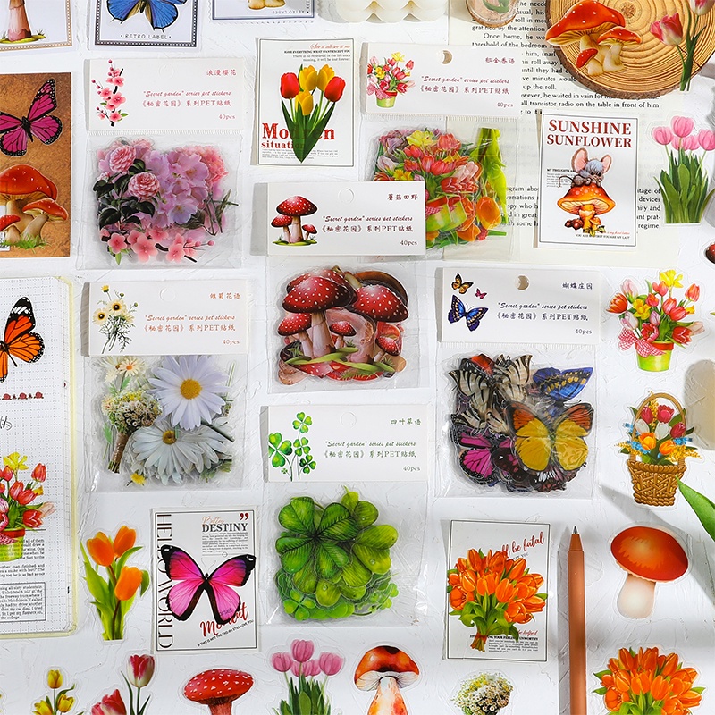 40pcs Stiker Desain Secret Garden Gaya Klasik Untuk Dekorasi