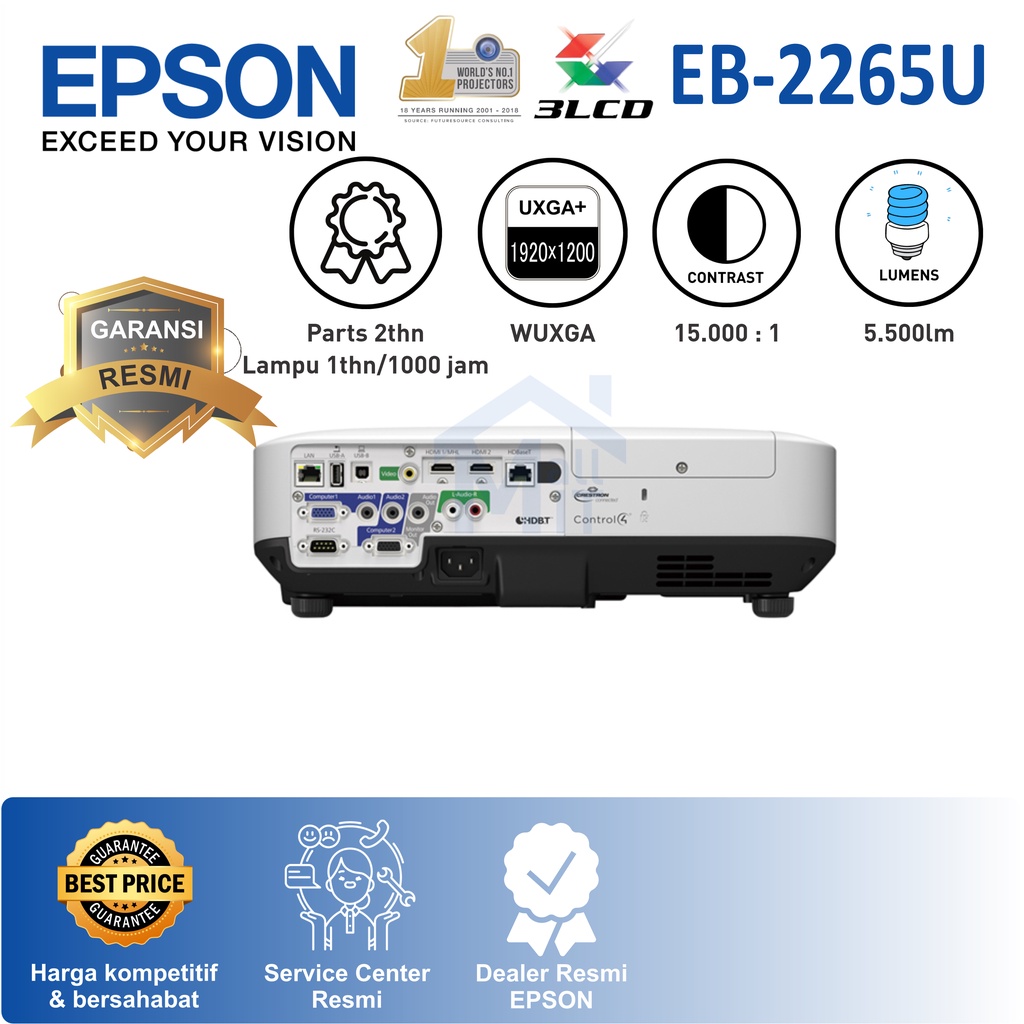 (PACKING KAYU) PROYEKTOR EPSON EB-2265U  EB2265U EB 2265U 2265 U WUXGA 5500 Lumens BERKUALITAS 3LCD