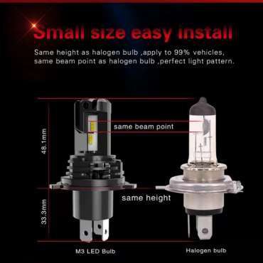 Lampu Utama mobil M3 H4 Mini LED 50 watt 10800 lumens  ZES LED HEADLIGHTS Putih  2pcs