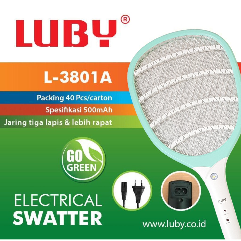 Raket Nyamuk Luby + Senter 1 Led L3801A ~ L3835A