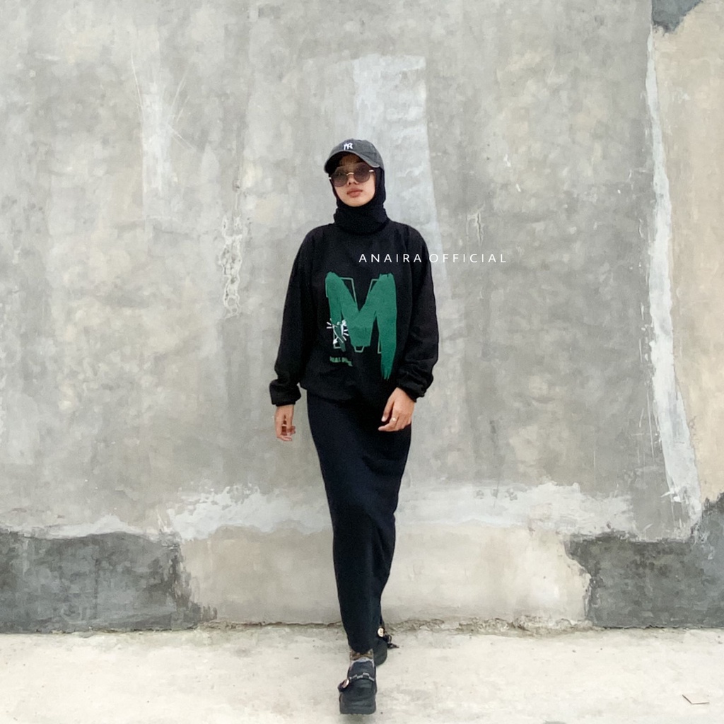 M DUAL MATCH SWEATER OVERSIZE PRIA WANITA SWITER CREWNECK