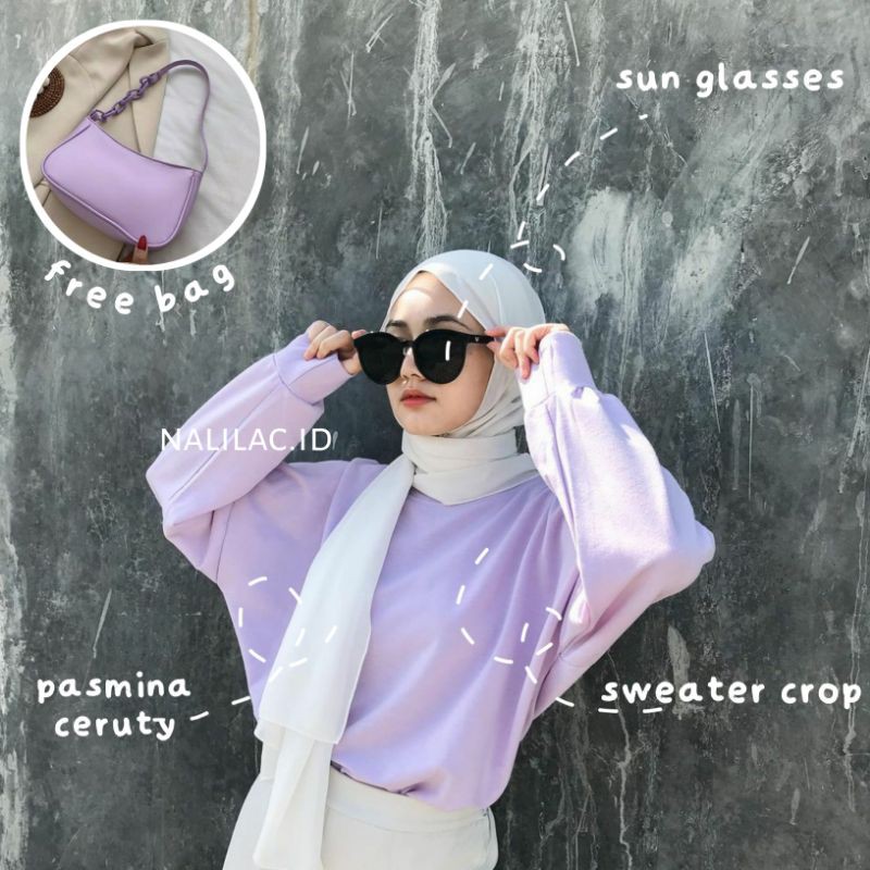 OOTD Lilac Sweater Oversize Crop Special Gift Box Kado Wanita Hampers ONE SET-2