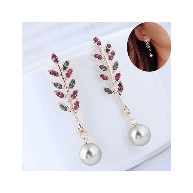 LRC Anting Tusuk Fashion Leaf Shape Decorated A57167