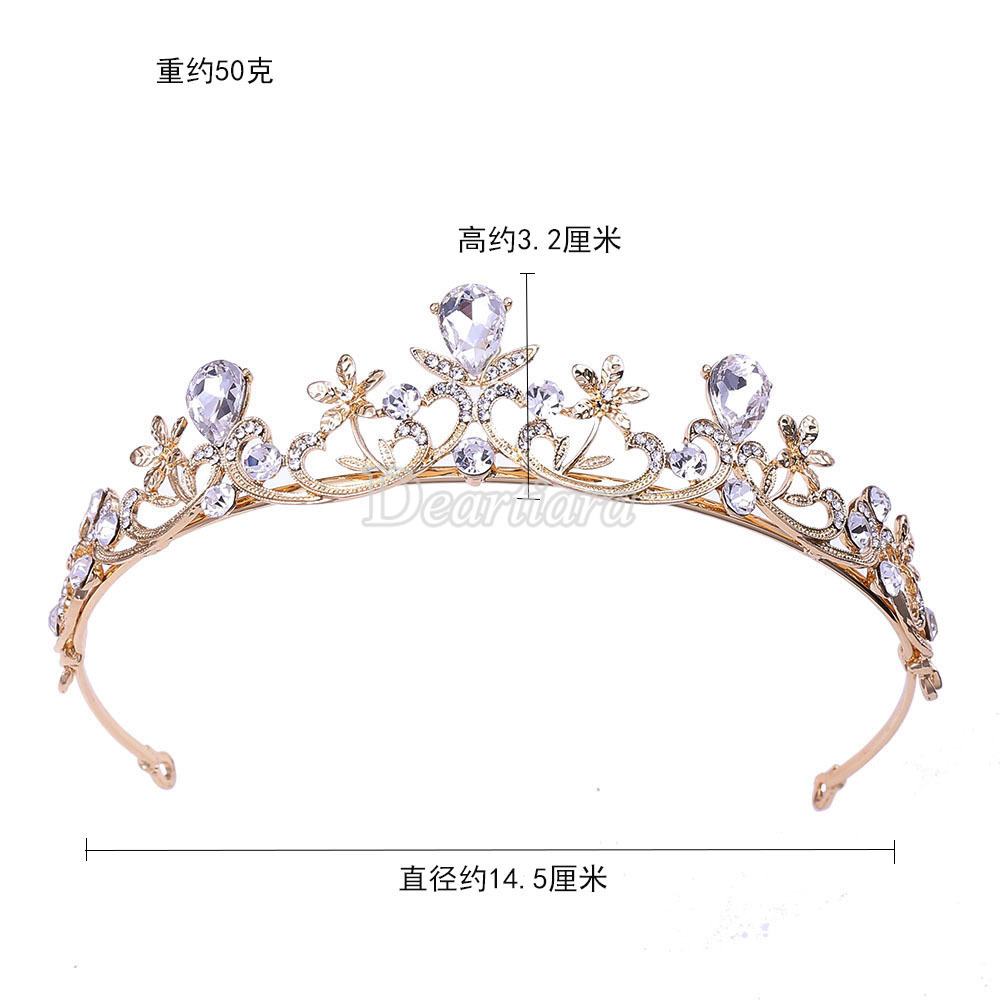 Tiara Mahkota Berlian Imitasi Bahan Alloy untuk Pengantin Wanita