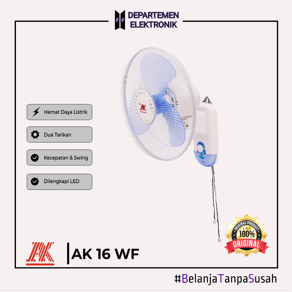 AK - Wall Fan AK 16&quot; / Kipas Dinding Dua Tarikan Dengan LED LAMP MURAH BANGET / GARANSI RESMI