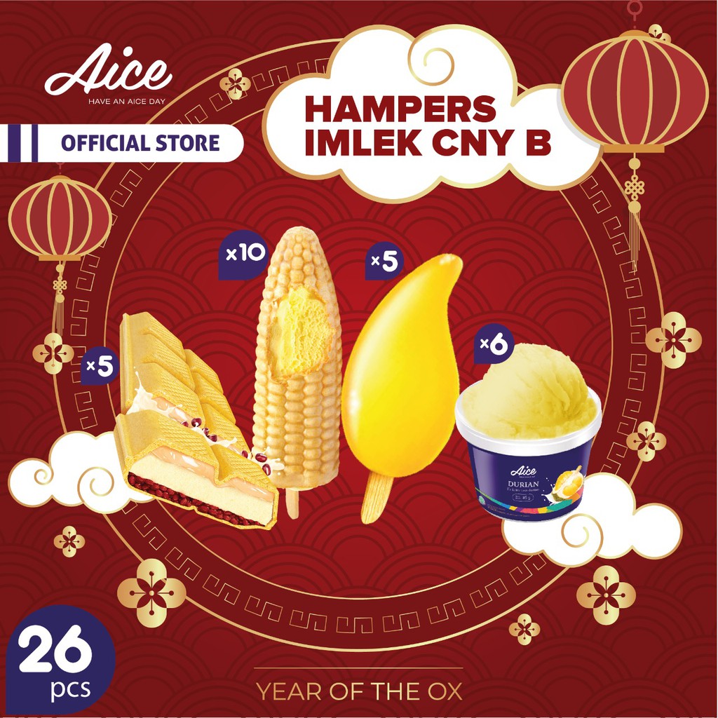 

Paket Hampers Imlek CNY B Chinese New Year Eskrim Aice Ice Cream Total 26 pcs Es Krim