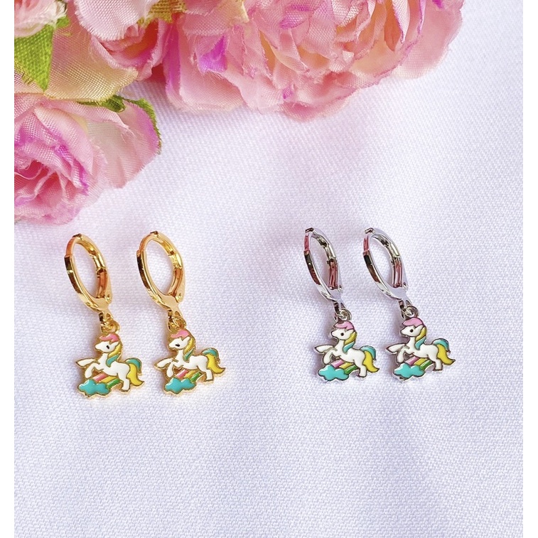 Anting Anak Titanium Silver Rainbow Unicorn