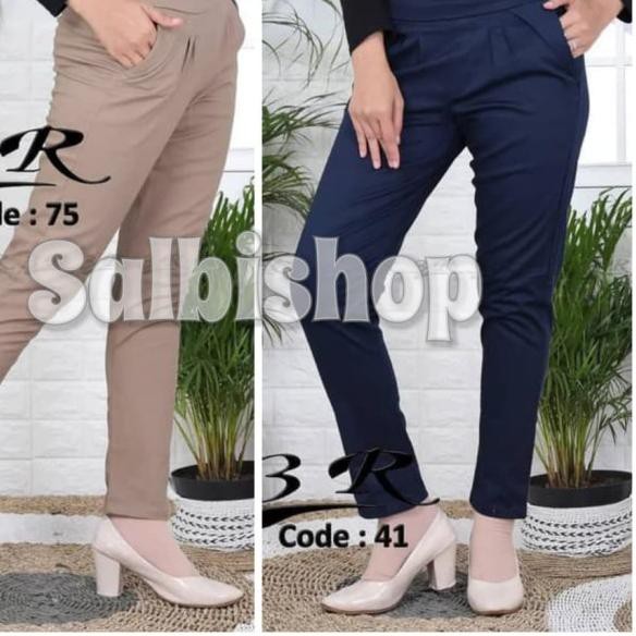 ♖ Celana Wanita Kerja Baggy Cewek Asli Kulot Polos D6P1 Basic Hitam Premium Elegan Import Formal ☞