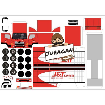 DIY Miniatur Papercraft Truk J&amp;T