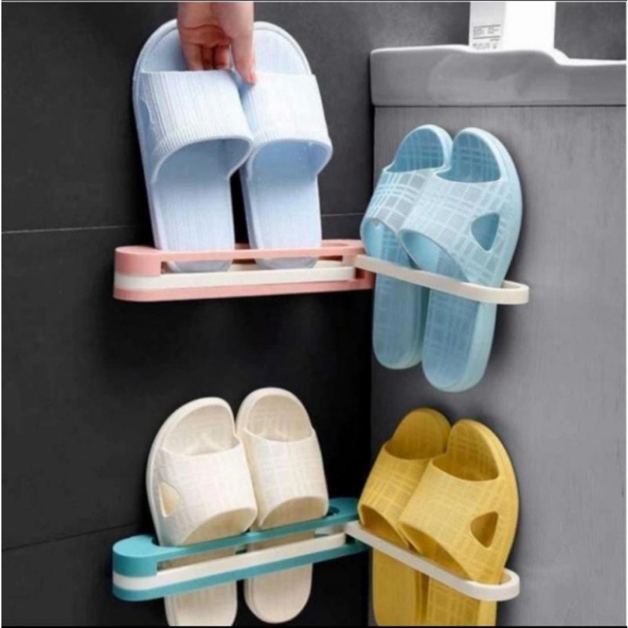 RAK SANDAL GANTUNG LIPAT HOLDER TEMPAT SEPATU DINDING 3IN1