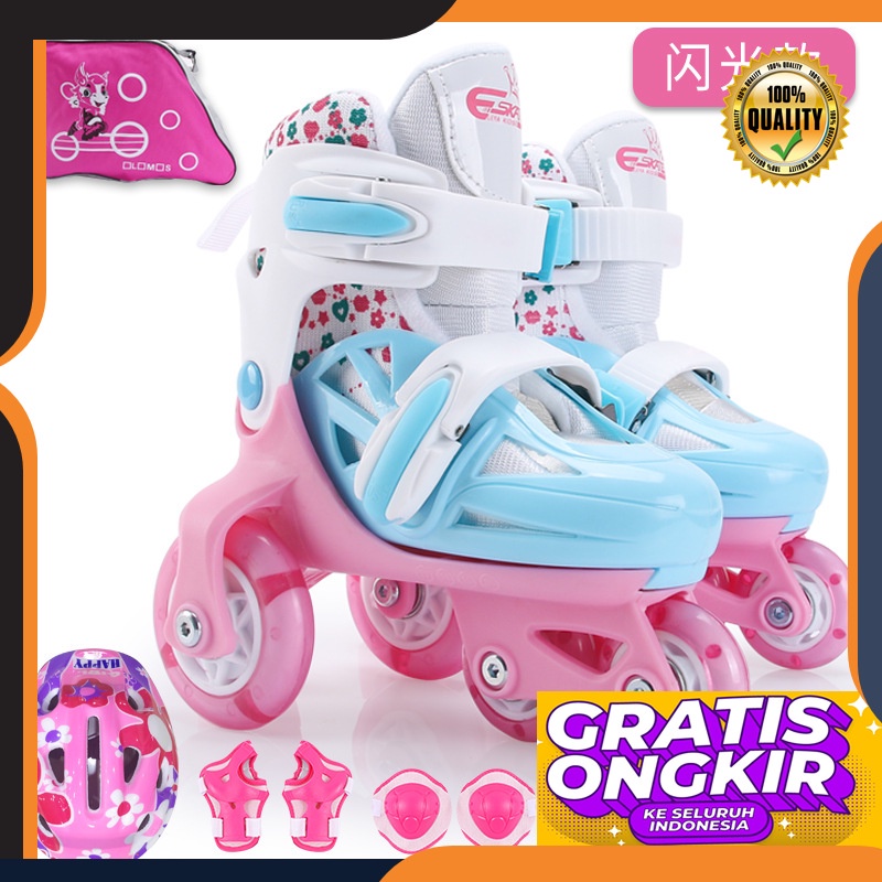 Sepatu Roda Roller skates children's roller skates set flash roller skates beginner's roller skates