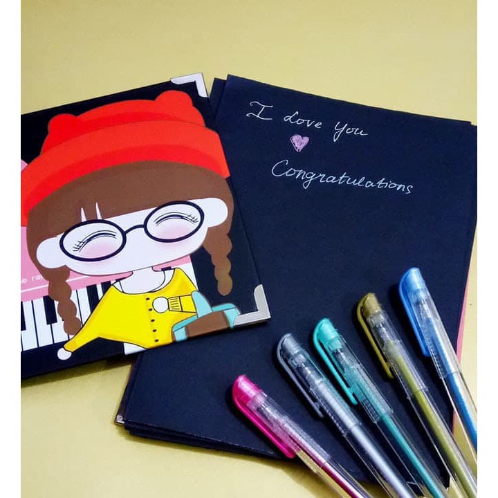 

SET MURAH: 1 BUKU Scrapbook Hitam MELODY 5 PEN Dong-A Gel Metallic